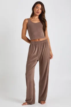 boohoo Ensemble détente : camisole en velours longue et pantalon à jambes larges<Femme Pyjamas