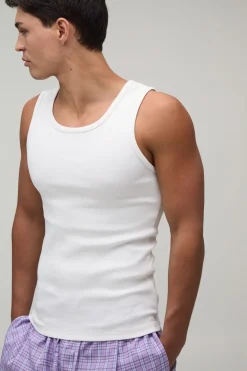 boohooMAN Ensemble Détente Côtelé Débardeur Ajusté Et Jort<Homme Vêtements Confort