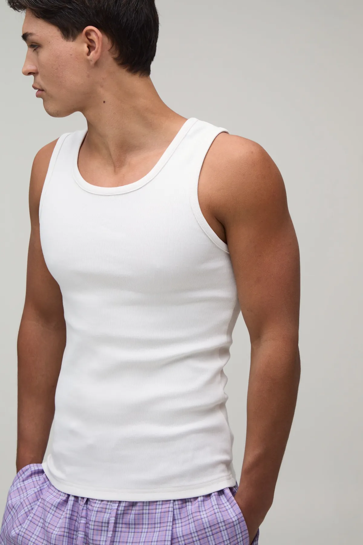 boohooMAN Ensemble Détente Côtelé Débardeur Ajusté Et Jort<Homme Vêtements Confort
