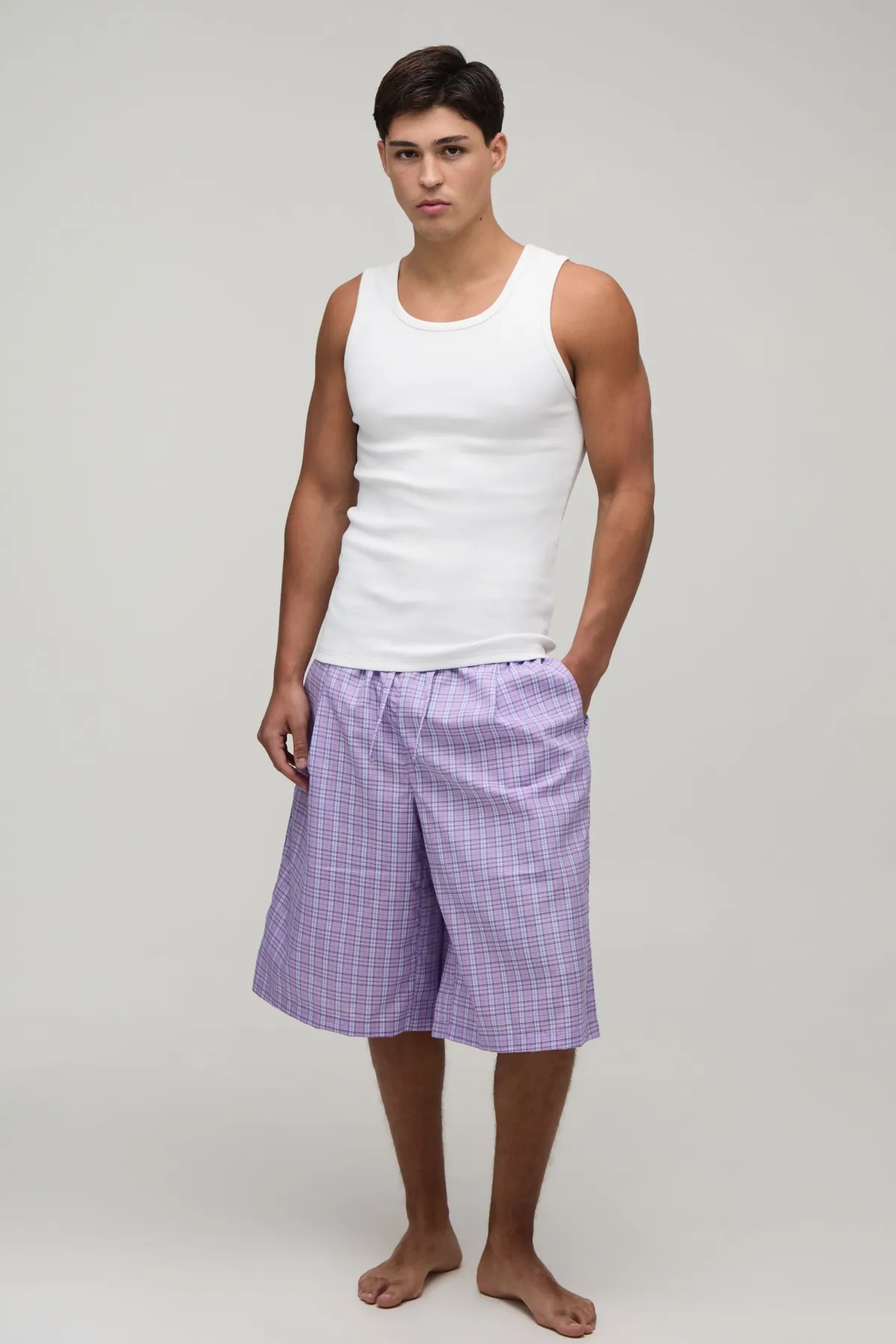 boohooMAN Ensemble Détente Côtelé Débardeur Ajusté Et Jort<Homme Vêtements Confort