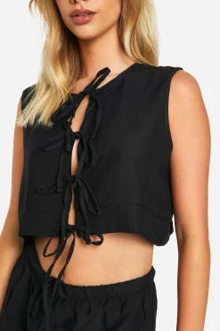 Ensemble en lin avec blouse sans manches et short