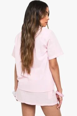 boohoo Ensemble en lin : chemise à manches courtes et minijupe<Femme Ensembles