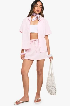 boohoo Ensemble en lin : chemise à manches courtes et minijupe<Femme Ensembles