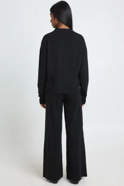boohoo Ensemble En Maille Haut Boutonné À Col Et Pantalon Large<Femme Pulls Et Gilets|Toutes Les Mailles