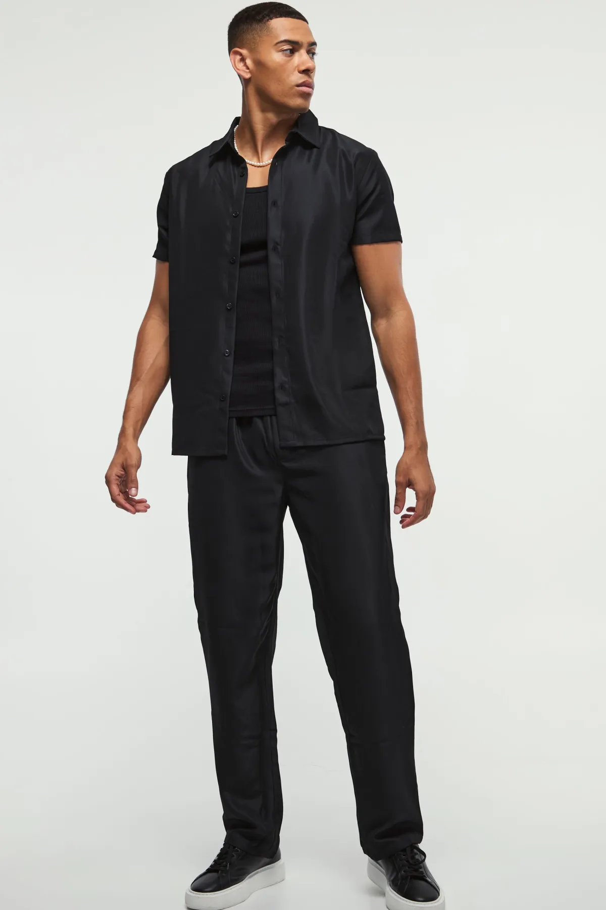 boohooMAN Ensemble en twill doux avec chemise et pantalon<Homme Ensembles