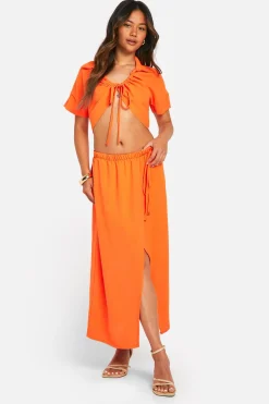 boohoo Ensemble froncé avec chemise et jupe portefeuille<Femme Ensembles