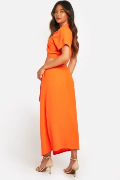 boohoo Ensemble froncé avec chemise et jupe portefeuille<Femme Ensembles