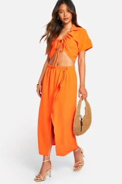 boohoo Ensemble froncé avec chemise et jupe portefeuille<Femme Ensembles