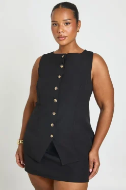 Ensemble Gilet À Boutons Et Jupe-short Mini