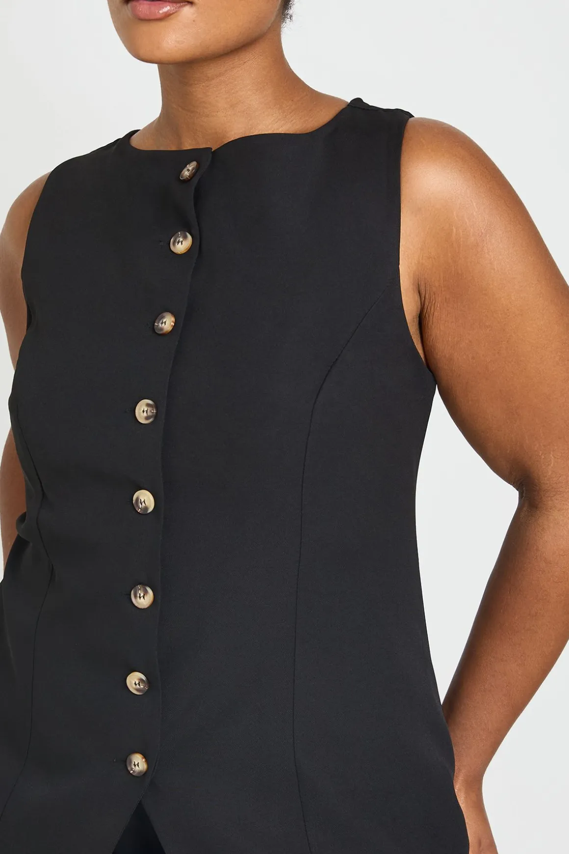 Ensemble Gilet À Boutons Et Jupe-short Mini