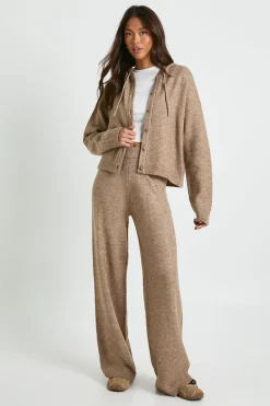 boohoo Ensemble Gilet À Casynthétiqueche Surdimensionné Boutonné En Maille Et Pantalon Large<Femme Pulls Et Gilets|Toutes Les Mailles