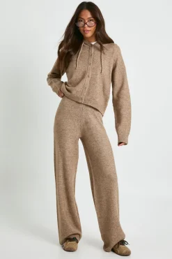 boohoo Ensemble Gilet À Casynthétiqueche Surdimensionné Boutonné En Maille Et Pantalon Large<Femme Pulls Et Gilets|Toutes Les Mailles