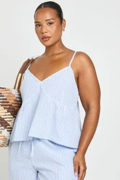 boohoo Ensemble Grande Taille Caraco À Bretelles Avec Nœud Vichy Et Pantalon Large Assorti<Femme Ensembles