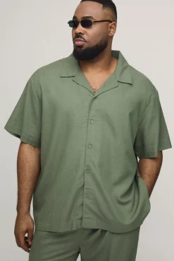 Ensemble Grande Taille Chemise Oversize Et Pantalon Décontracté En Mélange De Lin De Vacances