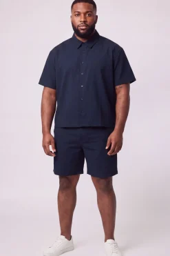 boohooMAN Ensemble Grande Taille Chemise Ample En Gaze De Coton Et Short Décontracté<Homme Ensembles|Tout Afficher
