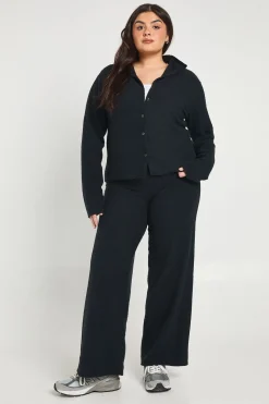 Ensemble Grande Taille Col Montant Boutonné Maille et Pantalon Coordonné