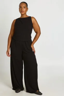 Ensemble Grande Taille Débardeur Côtelé Doux Et Pantalon Droit