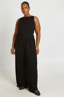 Ensemble Grande Taille Débardeur Côtelé Doux Et Pantalon Droit