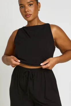 Ensemble Grande Taille Débardeur Côtelé Doux Et Pantalon Droit