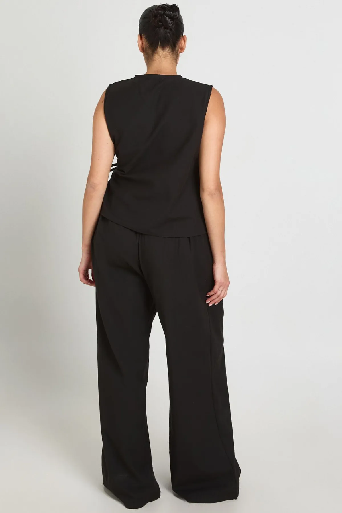 boohoo Ensemble Grande Taille Gilet Cache-cœur Ample En Lin Et Pantalon Large<Femme Ensembles