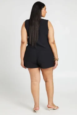 Ensemble Grande Taille Gilet Et Short En Lin Coordonné