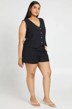 Ensemble Grande Taille Gilet Et Short En Lin Coordonné