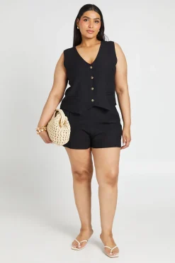 Ensemble Grande Taille Gilet Et Short En Lin Coordonné