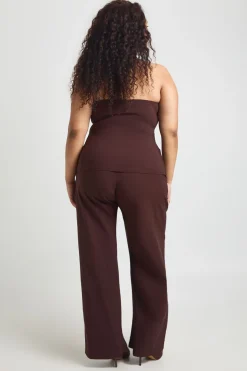 Ensemble Grande Taille Gilet Long Bandeau Super Stretch Et Pantalon Jambes Larges
