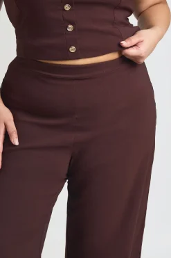 Ensemble Grande Taille Gilet Long Bandeau Super Stretch Et Pantalon Jambes Larges