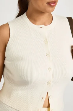 Ensemble Grande Taille Gilet en Maille Côtelée Ultra Douce et Pantalon Large Assorti