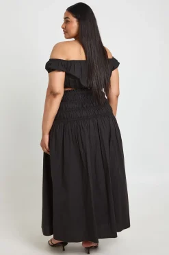 Ensemble Grande Taille Haut Bardot Et Jupe En Popeline De Coton