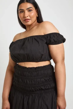 Ensemble Grande Taille Haut Bardot Et Jupe En Popeline De Coton
