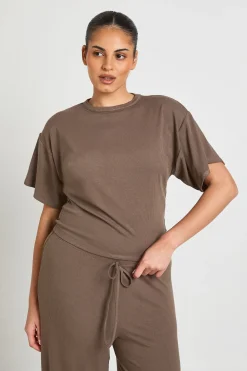 Ensemble Grande Taille Haut Court Taille Cintrée Et Pantalon Large