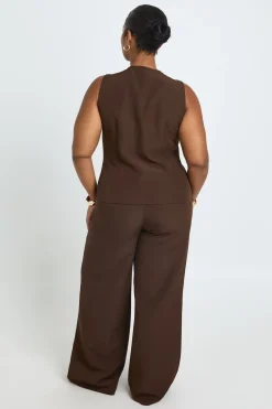 Ensemble Grande Taille Haut Col Bateau Zippé Et Pantalon Large Plissé
