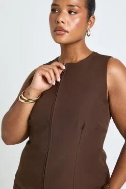 Ensemble Grande Taille Haut Col Bateau Zippé Et Pantalon Large Plissé