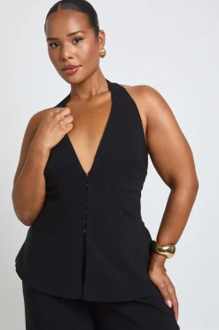 Ensemble Grande Taille Haut Corset Dos Nu À Agrafes Et Œillets Et Pantalon Large En Bengaline