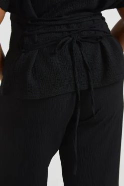 boohoo Ensemble Grande Taille Haut À Dos Noué Et Pantalon Large En Tissu Froissé<Femme Ensembles