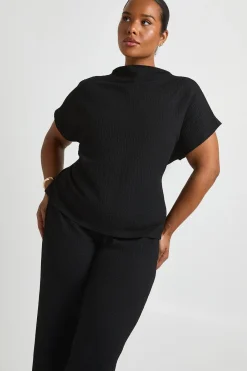 boohoo Ensemble Grande Taille Haut À Dos Noué Et Pantalon Large En Tissu Froissé<Femme Ensembles