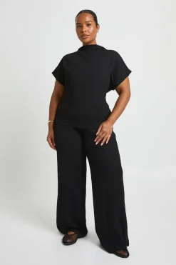 boohoo Ensemble Grande Taille Haut À Dos Noué Et Pantalon Large En Tissu Froissé<Femme Ensembles