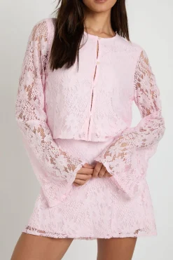 Ensemble Grande Taille Haut En Crochet À Manches Longues Et Mini Jupe