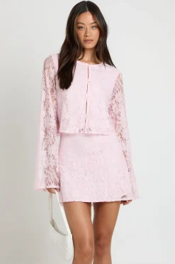Ensemble Grande Taille Haut En Crochet À Manches Longues Et Mini Jupe