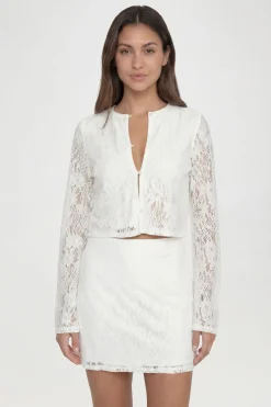 Ensemble Grande Taille Haut En Crochet À Manches Longues Et Mini Jupe