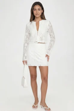 Ensemble Grande Taille Haut En Crochet À Manches Longues Et Mini Jupe
