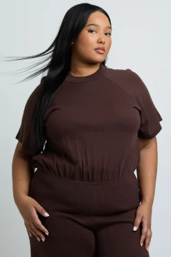 Ensemble Grande Taille Haut En Maille Oversize Taille Cintrée Et Pantalon Large Assorti