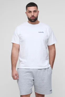 Ensemble Grande Taille Homme T-shirt Brodé OFCL Et Short Décontracté En Jersey
