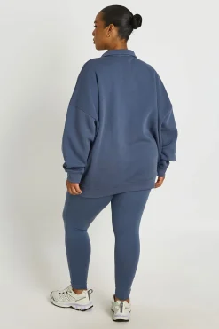Ensemble Grande Taille Sweat À Demi-zip Oversize Et Legging