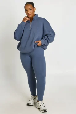 Ensemble Grande Taille Sweat À Demi-zip Oversize Et Legging