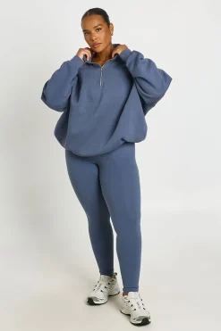 Ensemble Grande Taille Sweat À Demi-zip Oversize Et Legging