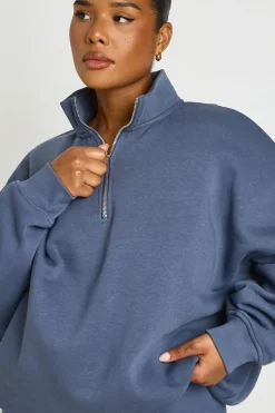 Ensemble Grande Taille Sweat À Demi-zip Oversize Et Legging
