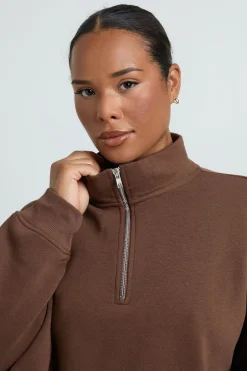 Ensemble Grande Taille Sweat-shirt Col Montant Demi-zip Et Legging